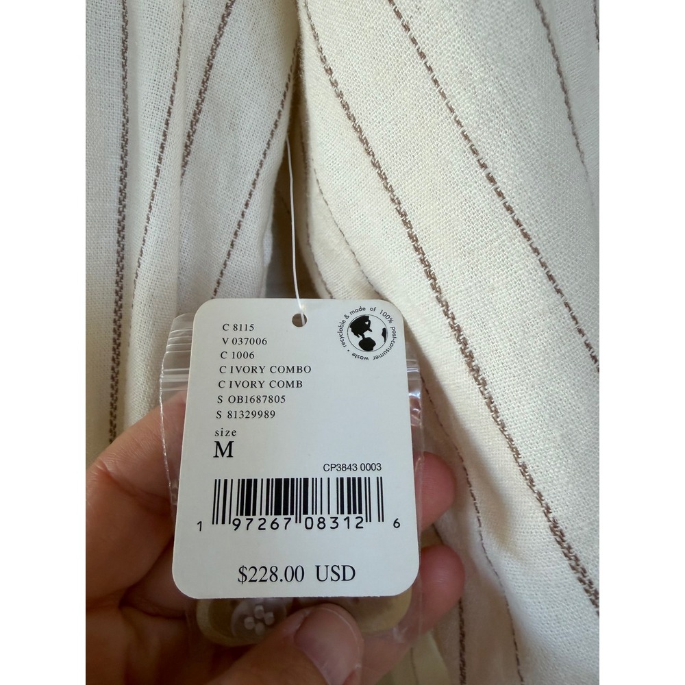 Free People We The Free Melia Mac striped linen-blend duster trench coaT medium - Picture 9 of 9